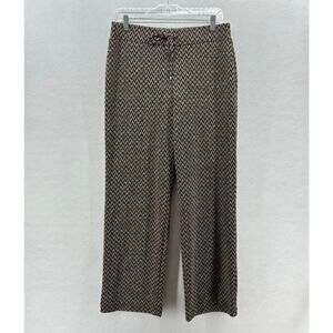 SOHO Apparel Wide Leg Pants Women MEDIUM Brown Black Chevron Classic Indie Boho
